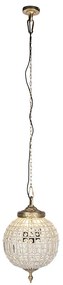 Lampa wisząca art deco kryształ ze złotem 35 cm - Kasbah klasyczny/Antyczny Oswietlenie wewnetrzne