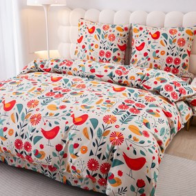 PrzytulneMieszkanie.pl PrzytulneMieszkanie.pl Pościel z mikrowłókna RETRO BIRD kolorowe Rozmiar pościeli: 2 szt 70 x 90 cm | 200 x 220 cm
