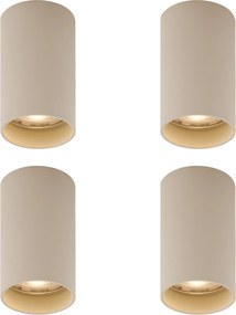 Zestaw 4 nowoczesnych beżowych reflektorów natynkowych GU10 50mm okrągłych - Tuba