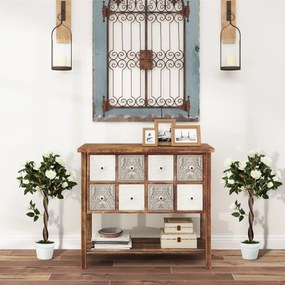 Outsunny Sztuczny krzew, Sztuczna roślina w doniczce cementowej, sztuczna roślina