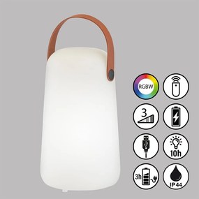 Biało-brązowa lampa stołowa LED (wysokość 21 cm) Collgar – Fischer &amp; Honsel