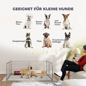 Gehege dla zwierząt domowych PawHut, ogrodzenie dla psów, plac zabaw dla zwierząt, elastycznie dopasowalne, stal nierdzewna