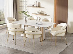 Zestaw 6 leżaków z weluru - z 4 złotymi metalowymi nogami - Beżowy