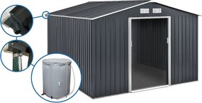 Metalowa szopa ogrodowa - "Vegas" - 12,98 m² z rynną i kolektorem wody - "Vegas" - Szary