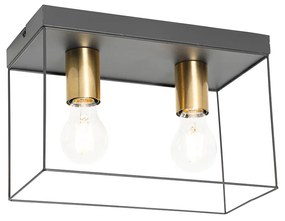 Minimalistyczna lampa sufitowa czarna ze złotem 2-światła - Kodi Nowoczesny Oswietlenie wewnetrzne