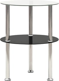 Stolik kawowy 2-poziomowy Przezroczysty i czarny 38cm Szkło hartowane Nowoczesny i elegancki