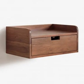 Prostokątny Wiszący Stolik Nocny 45x30 Cm Z Drewna Akacjowego Narbona Ciemny Akacjowy Brąz - Sklum