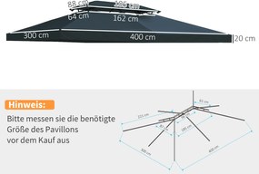 Zapasowy dach do metalowego pawilonu ogrodowego namiot imprezowy namiot ogrodowy 3x4 | Aosom.pl