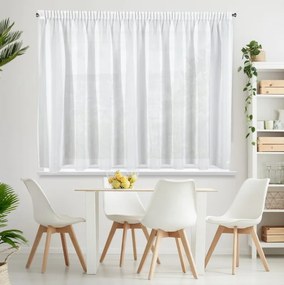 Firana z lekkiego woalu na taśmie gładka biała 300x160 cm