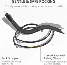 Outsunny Leżak ogrodowy, fotele z poduszką, 155 cm x 61cm x 88 cm, Czarny