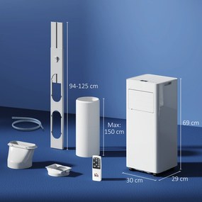 HOMCOM 3-w-1 klimatyzacja, wentylator z wyświetlaczem LED, zmywalny filtr, timer, biały | Aosom PL