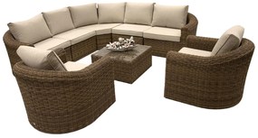 Rattanowy zestaw narożny modułowy BORNEO LUXURY dla 7 osób (brązowy)