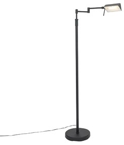 Designerska lampa podłogowa czarna, w tym LED ze ściemniaczem dotykowym - Notia Nowoczesny Oswietlenie wewnetrzne