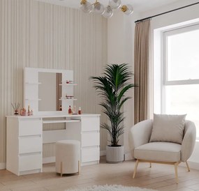 Biała toaletka z lustrem z szafkami E2-N51