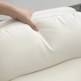 HOMCOM Regulowane krzesło biurowe z miękkimi poduszkami i pokryciem z ekoskóry, elastyczne kółka i funkcja przechylania, Biały