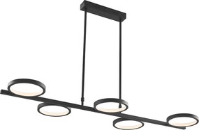 Nowoczesna lampa wisząca czarna z wbudowanym LED-em, 3-stopniowa regulacja jasności, 5-światłowa - Vivé