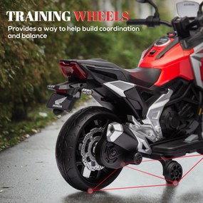 AIYAPLAY Motocykl Elektryczny dla Dzieci, Honda, 3 km/h, Muzyka i Światło, 3-6 Lat, do 30 kg, Czerwony