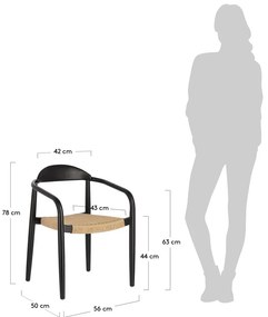 Beżowo-czarne krzesło ogrodowe z drewna eukaliptusa Kave Home Glynis