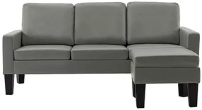 3-osobowa szara sofa z ekoskóry z podnóżkiem - Lencor 4Q