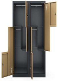 Szafa metalowa ubraniowa JULIA, 800 x 1850 x 450 mm, Eco Design: antracytowa/ orzech