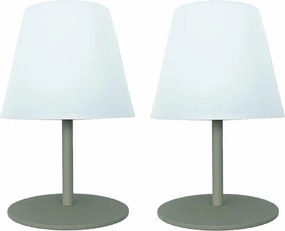 Zestaw 2 Bezprzewodowych Lamp Stołowych TWINS Oliwkowa Zieleń, LED, 16 cm, Ciepła/Zimna Biała, Ładowanie USB-C