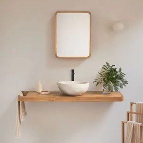 Zestaw Mebli Łazienkowych 130x45 Cm Wiszący Z Drewna Tekowego Neill Drewno Tekowe & Czarny Matowy ↑30 Cm Z Zaworem Spustowym Bez Przelewu Alameda & Ni