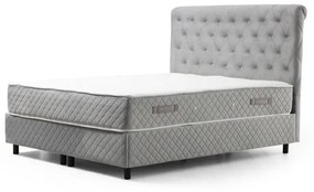 Jasnoszare łóżko boxspring ze schowkiem 140x200 cm Sonata – Kalune Design