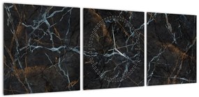 Obraz - Czarny marmur (z zegarem) (90x30 cm)