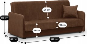 Sofa z Funkcją Spania PORTO Wersalka Rozkładana Dwuosobowa Ciemnobrązowa Nowoczesna do Salonu