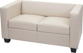Sofa dwuosobowa Lille,  sztuczna skóra, kremowa