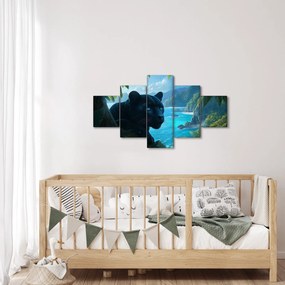 Obraz - Czarny panter w dżungli (125x70 cm)