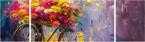 Obraz - Koło z kwiatami (170x50 cm)