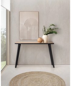 Czarna konsola z blatem w dekorze dębu 60x120 cm Sindi – Marckeric