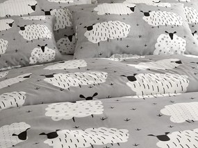 PrzytulneMieszkanie.pl PrzytulneMieszkanie.pl Pościel bawełniana SHEEP POLY szara Rozmiar pościeli: 2 szt 70 x 90 cm | 200 x 220 cm