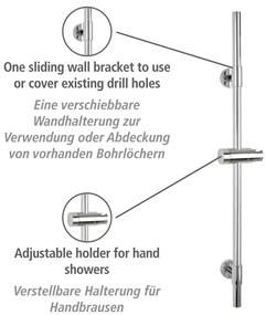 Drążek prysznicowy na słuchawkę ze stali nierdzewnej w kolorze błyszczącego srebra 66 cm Basic – Wenko