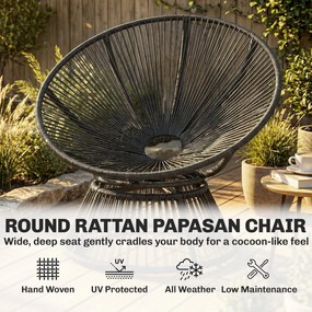 Outsunny Fotel Papasan 360° obrotowy fotel z poduszką stalowa rama fotel z rattanu wypoczynkowy szary | Aosom PL