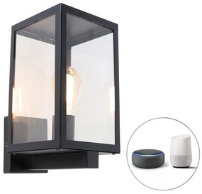Zewnetrzna Inteligentna lampa ścienna zewnętrzna czarna ze szkłem 30 cm z WiFi ST64 - Rotterdam Nowoczesny Oswietlenie zewnetrzne