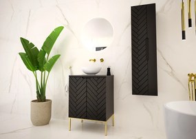Szafka pod umywalkę nablatową Aspen 09, czarny/złoty, 60 cm - zestaw 1