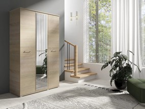 Szafa Otwierana Trzydrzwiowa LUSTRO 120cm x 200cm SONOMA | Półki + Wieszak