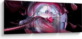 Obraz - Abstrakcja, kosmiczne robaki (z zegarem) (90x30 cm)