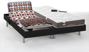 Zestaw relaksacyjny w całości z płytek 100% lateksu 5-strefowy JUPITER marki Ysmée - Czarny - 2x90x200cm - silniki OKIN