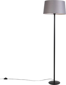 Lampa stojąca czarna z abażurem z lnu w kolorze ciemnoszarym 45 cm - Simplo