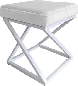 Pufa ZOA tkanina Welur loft ławka podnóżek metal : Kolor Stelaża - Biały, Kolor tkaniny - VELVET - MG39, Typ tkaniny - Velvet