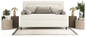 Beżowe tapicerowane łóżko jednoosobowe 80x200 cm Alba – Maison de Rêve