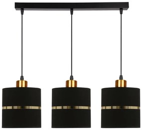 Czarna lampa wisząca z tekstylnym kloszem ø 15 cm Assam – Candellux Lighting