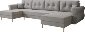 Rozkładana sofa narożna w kształcie U SILVIANO 300x140 cm, szara + 2 poduszki GRATIS