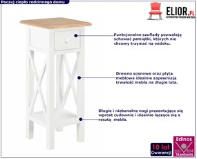Biały stolik boczny drewniany - Lazola