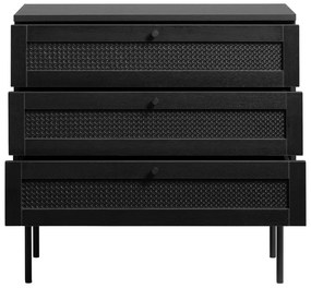 Czarna niska komoda w dekorze dębu 80x75 cm Pensacola – Unique Furniture