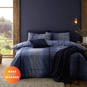Ciemnoniebieska flanelowa pościel dwuosobowa 230x220 cm Melrose Tweed Check – Catherine Lansfield