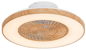 Drewniany Wentylator sufitowy z lampą z LED i pilotem - Climo Rustykalny / Vintage Oswietlenie wewnetrzne